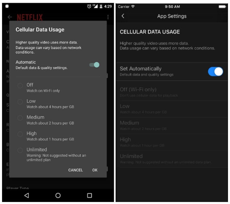 Netflix adds more mobile data usage options